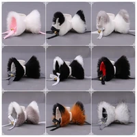 1pair plush cute clips cat ears side fox ears hairpin cosplay simulation animal headwear kawaii accessories lolita headgear