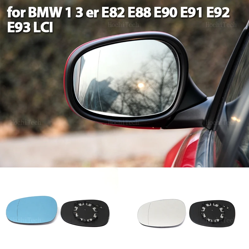 Left & Right Side Mirror Glass Blue Rear View Rearview Exterior Wide Angle for BMW 1 Series 3 Series E82 E88 E90 E91 E92 E93 LCI