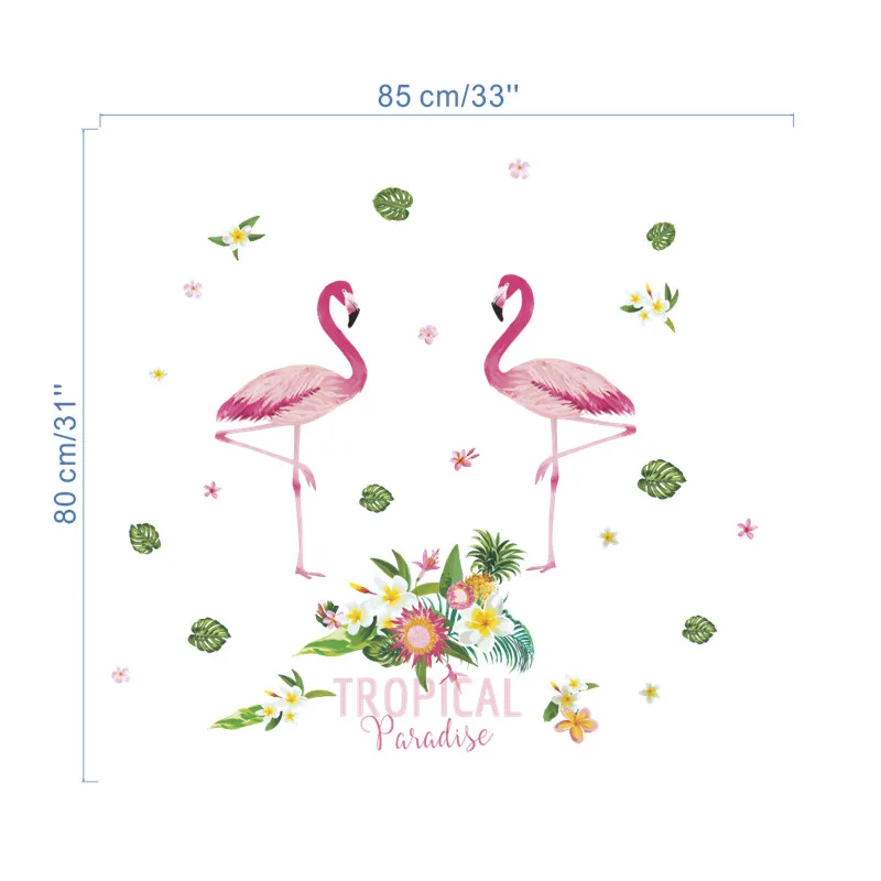 Настенные стикеры DEOWUU с фламинго и цветами