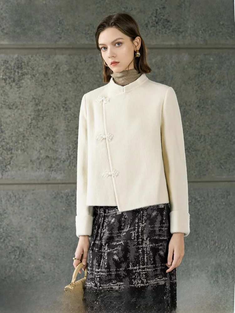 Yan Yu овечья шерсть двусторонняя шерстяная куртка женская 2024 новая зимняя белая