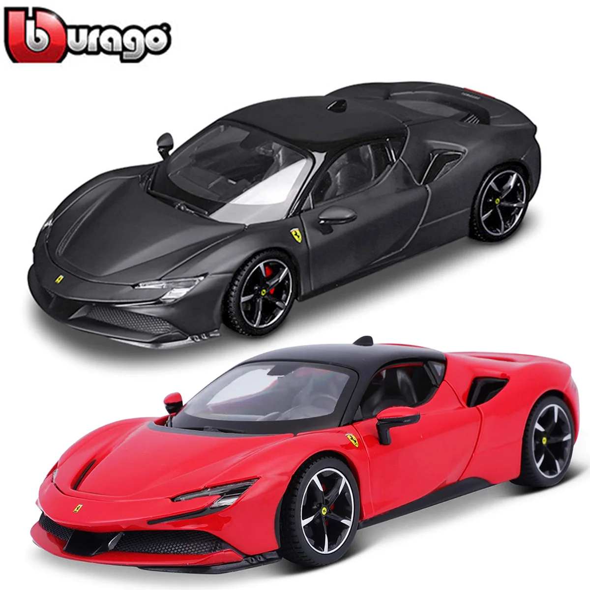 Bburago, масштаб 1:24, черные новые модели автомобилей Ferrari SF90 STRADALE из сплава, роскошные модели автомобилей под давлением, коллекционная игрушка, подарок