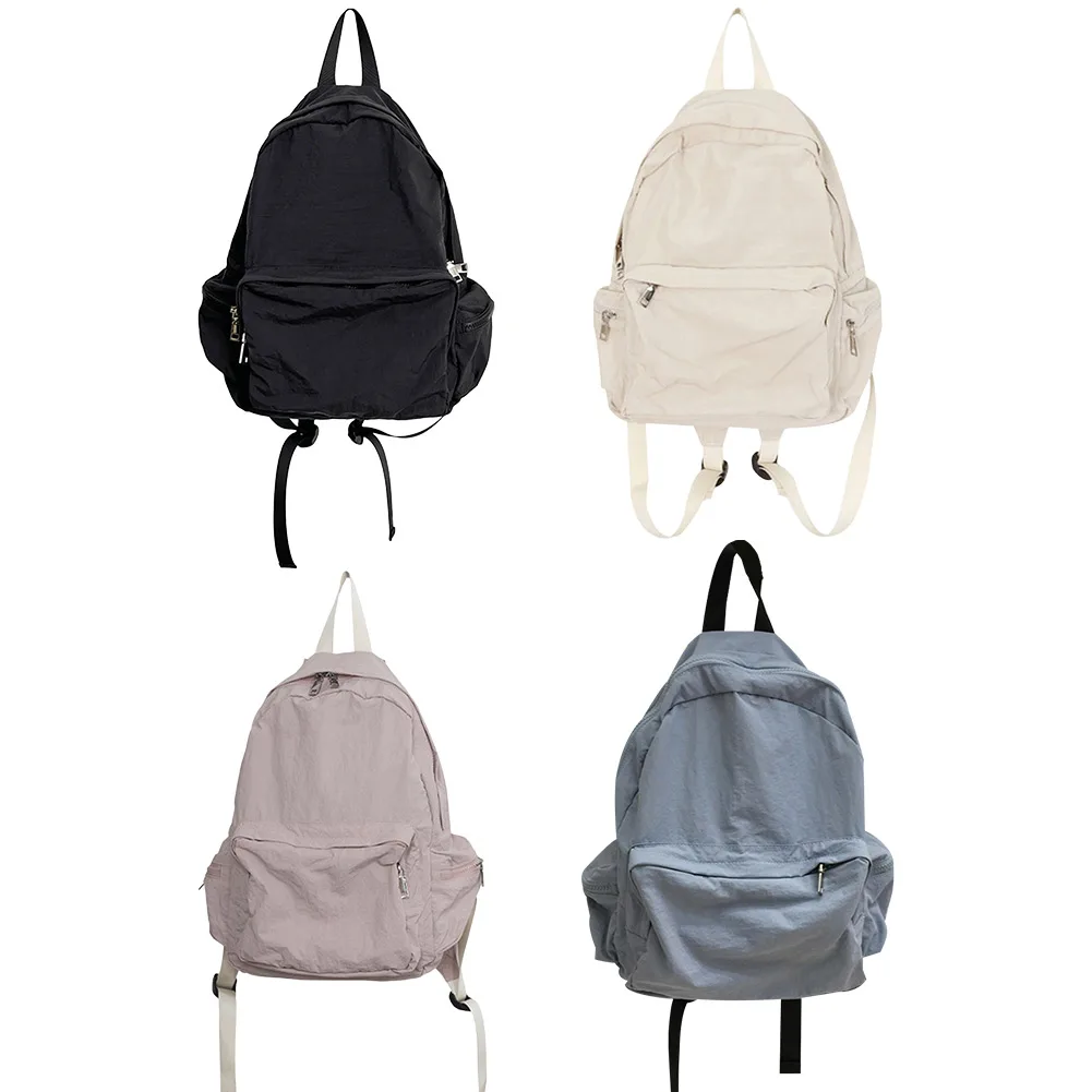 

XZAN Commuting Backpack Japanese and Korean Nylon Students Schoolbag Adjustable Shoulder Straps Solid Color Travel Knapsack