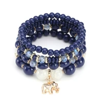 boho natural stone elephant buddha charm stretch bracelet hand beaded yoga bracelet meditation yoga jewelry wholesale