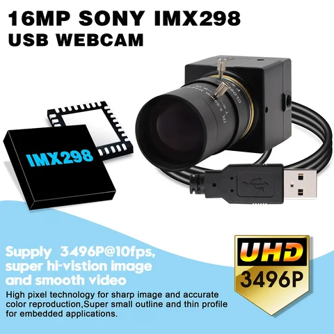 USB веб-камера 16 МП с 10-кратным увеличением 4656X3496 Ultra HD IMX298, сенсорная USB-камера, UVC Бесплатный драйвер, 4-кратный зум-объектив, камера для ПК, ноутбука, безопасность