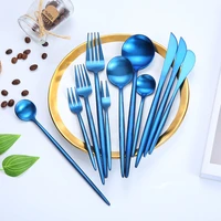tableware stainless steel tableware gold plated black blue 304 knife fork spoon four set western restaurant kitchen items