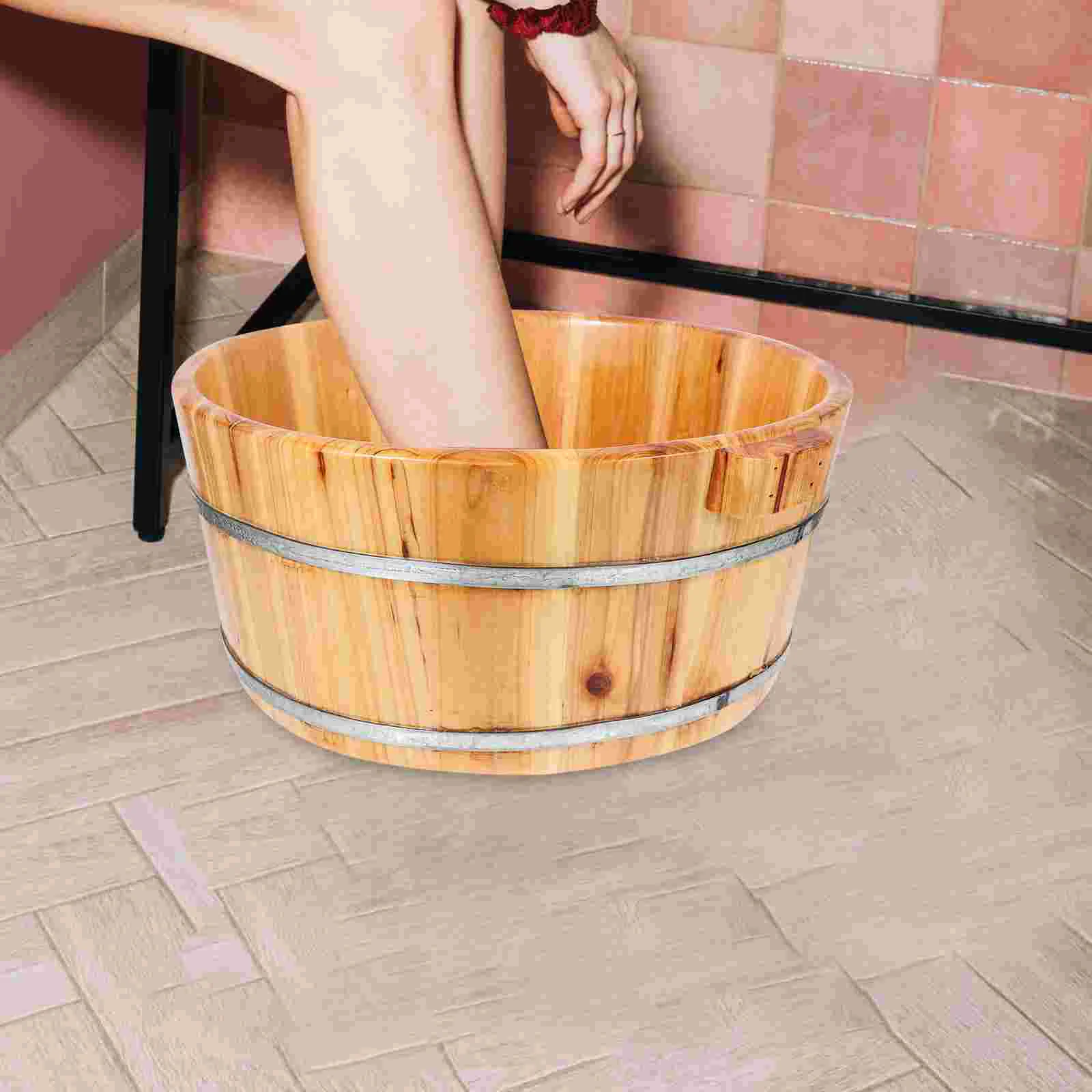 

Wooden Foot Basin Wood Foot Tub Bucket Pedicure Barrel Foot Massager Foot Spa Treatment Foot Bath Massage Spa Sauna