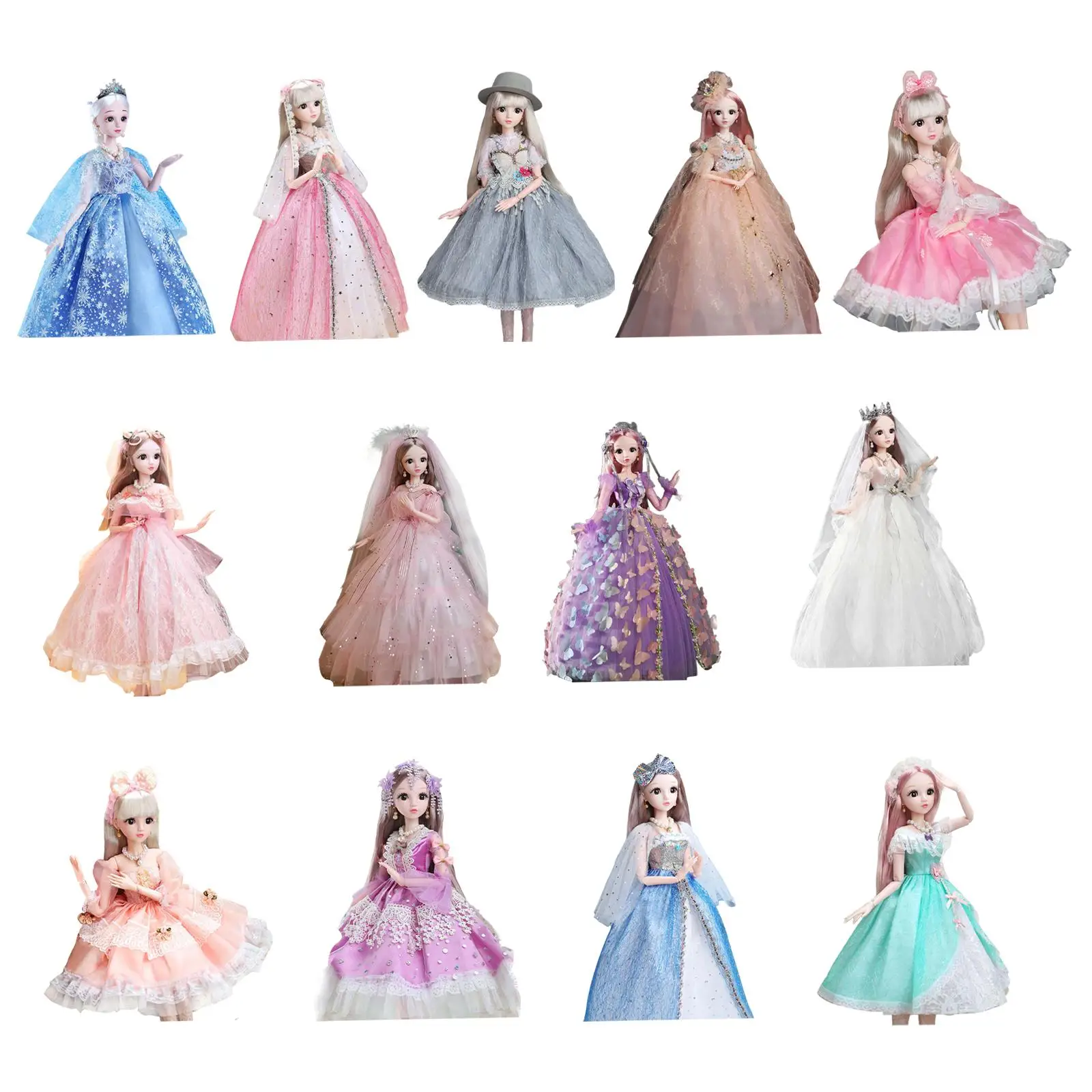 Princess Doll Smooth Hair Flexible Joints 60 cm Ball Jointed Doll for Best Gift Kids Toys Doll Playset Kids Girl Dollhouse