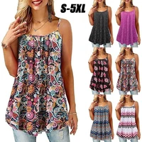 womens tank top 2022 new summer printed cami tee vest bohemian style o neck sleeveless female top casual large size loose tank