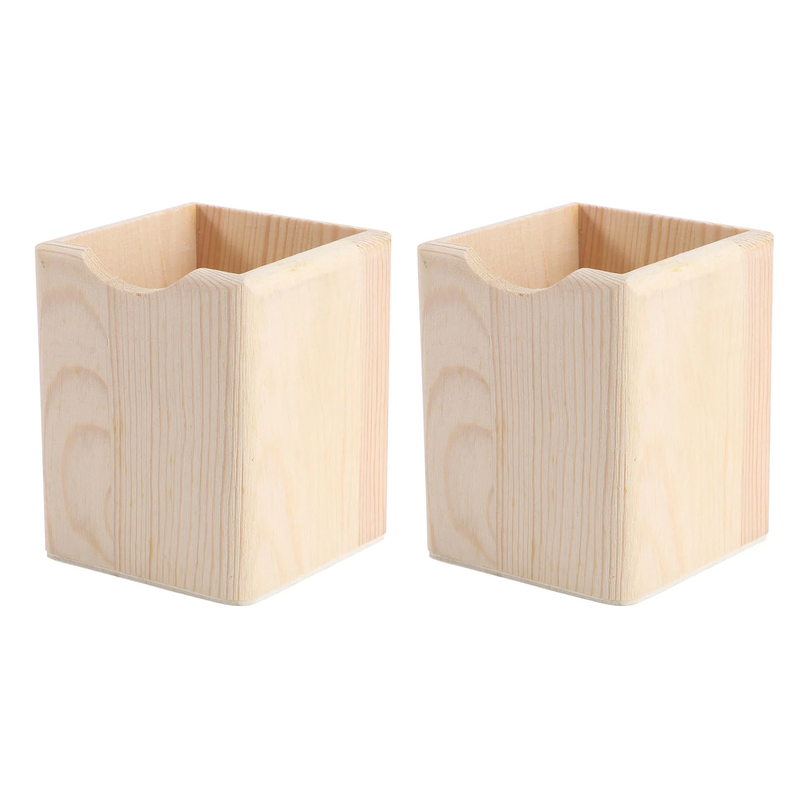 

Holder Penwooden Container Wood Box Organizer Brush Cup Pot Desk Makeup Diyorganizeoffice Decorative Single Compartments Square
