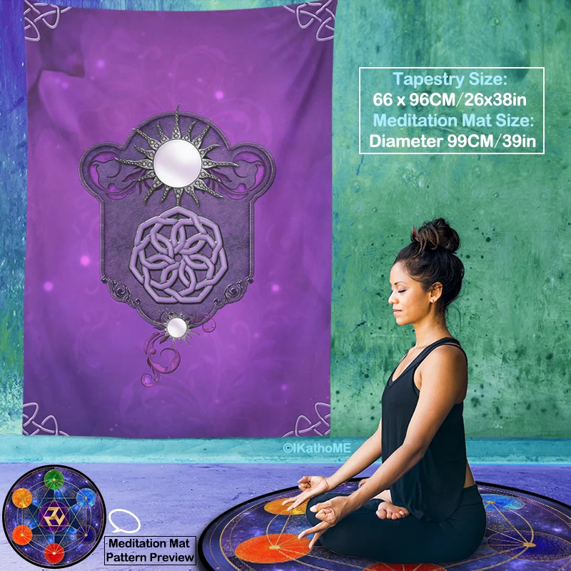 

10 Style Purple Celtic Knot Vertical Tapestry Wall Hanging Yoga Room Decorative Tarot Altar Cloth Pagan Meditation Reiki Healing