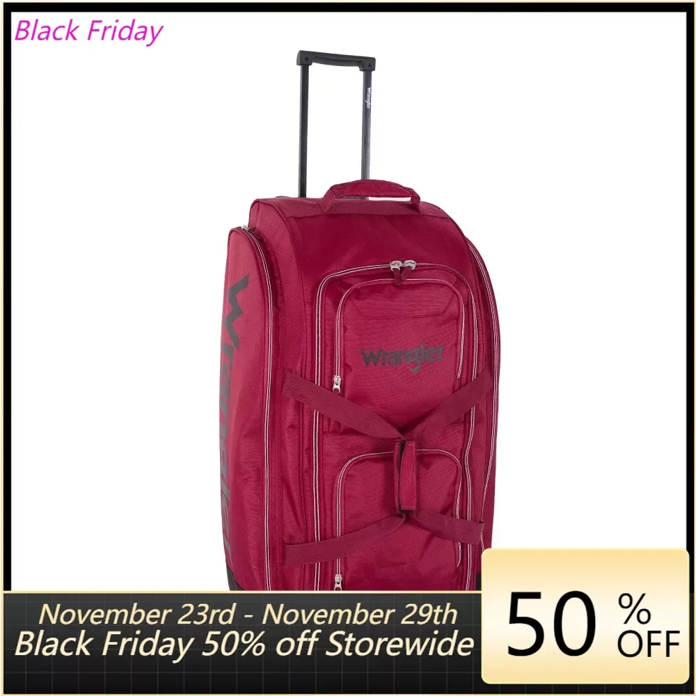 

30" Rolling Upright Travel Duffel Convertible Garment Suit Travel Duffel Bag, Red