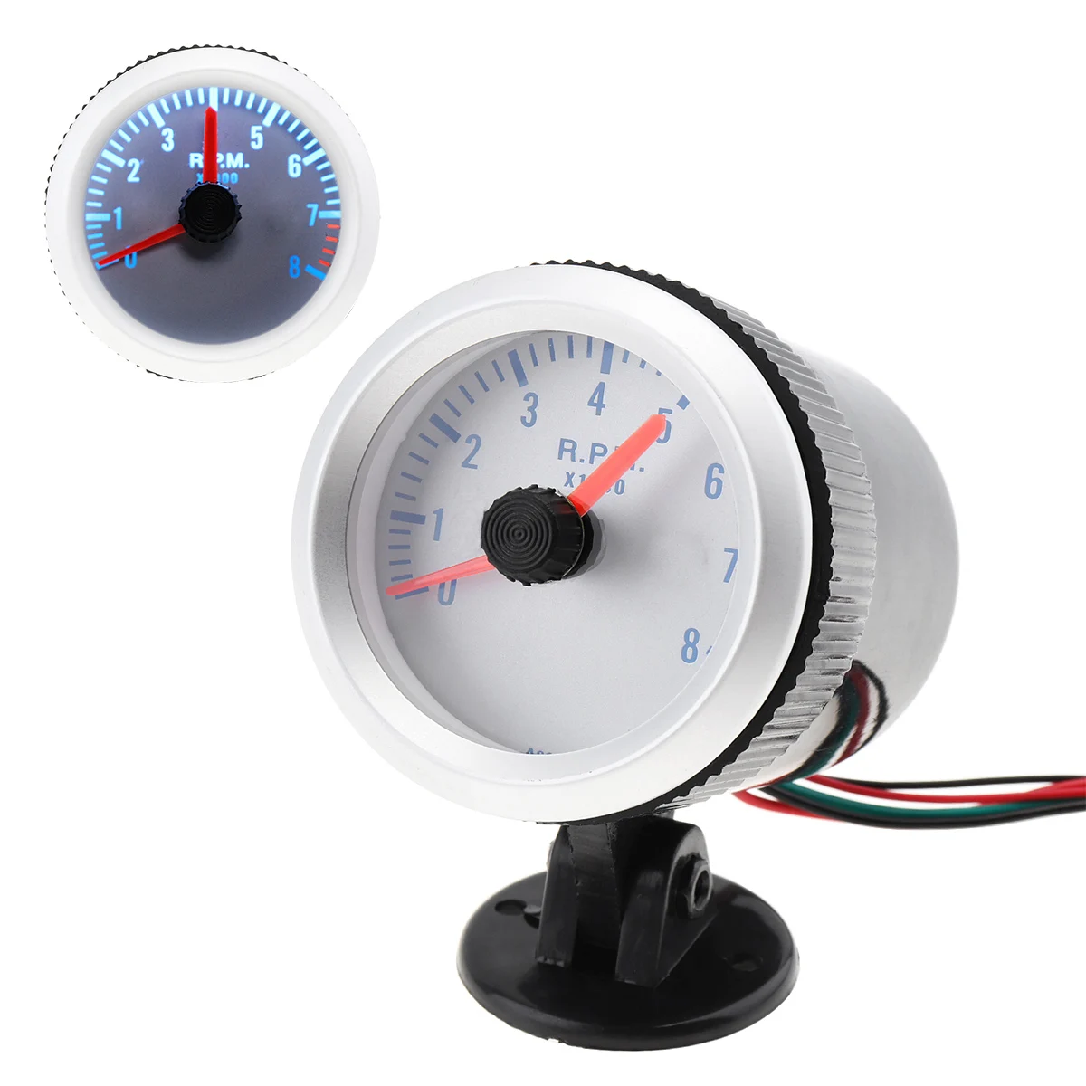 

2" 52mm 0-8000RPM Universal Durable Blue Light Tachometer Tach Gauge with Holder Cup Suitable for Automobile Cars