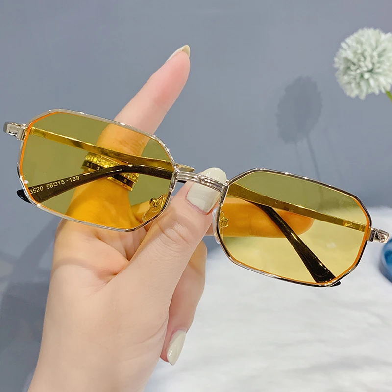 

Narrow Vintage Women Men Sunglasses Fashion Rectangle UV400 Metal Luxury Brand Sun glasses Classic Oculos Masculino Glasses