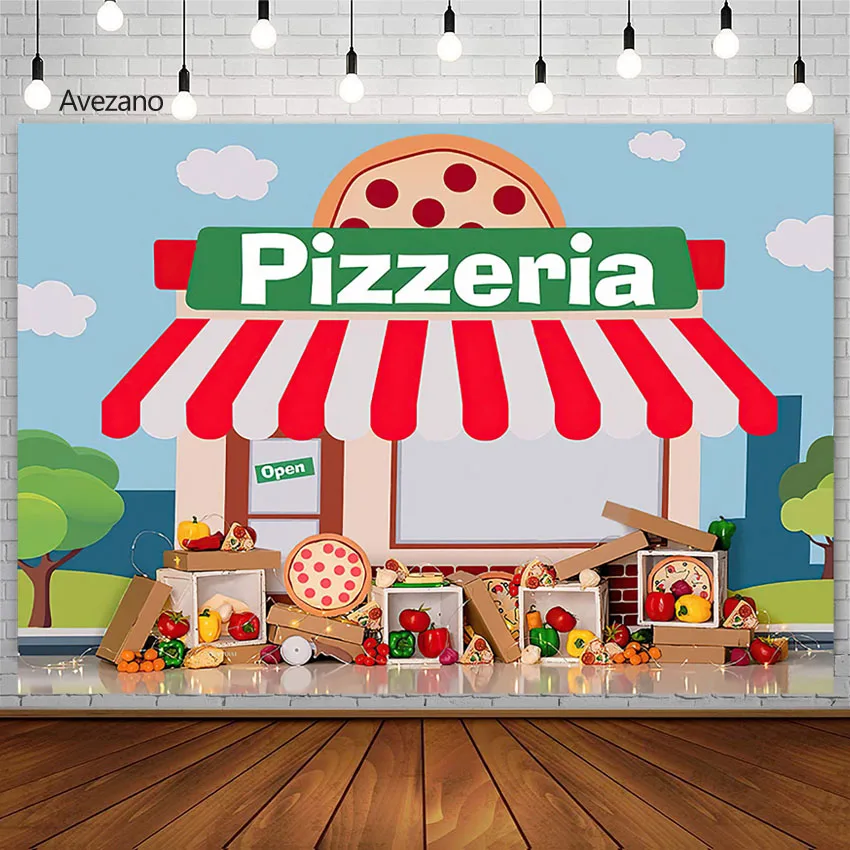 

Avezano Photography Background Pizzeria Shop Vegetable Baby Kids Birthday Portrait Cake Smash Backdrop Photo Studio Decor Props