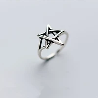 tulx bohemian vintage silver color star ring for women bijoux gift female adjustable size finger rings anillos wholesale