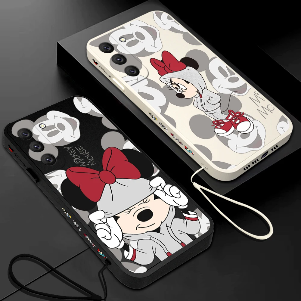 

Disney Mickey Minnie Mouse Phone Case For Samsung Galaxy S23 S22 S21 S20 Ultra FE S10 4G S9 Note 20 10 9 Plus With Lanyard Cover