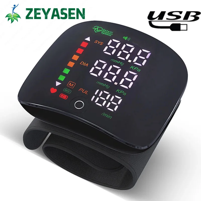 

Digital Wrist Blood Pressure Monitor Recharge Sphygmomanometer Tonometer Recharge Tensiometer Heart Rate Pulse Meter Health Care