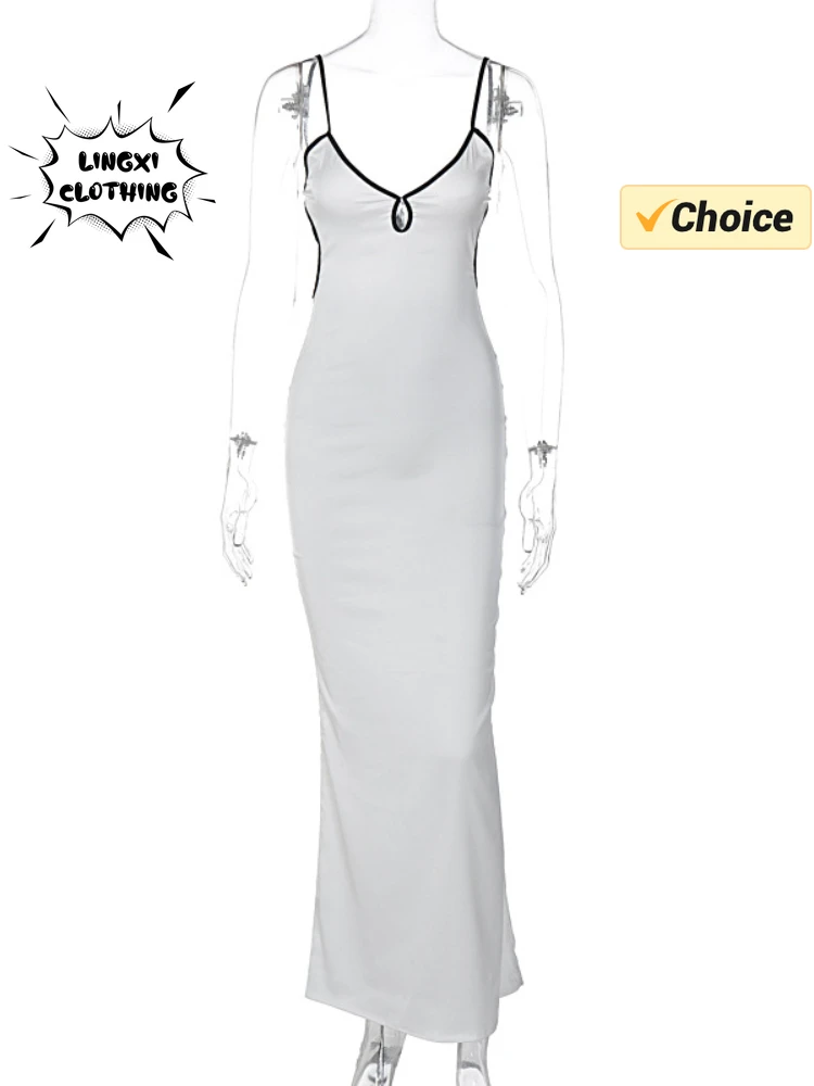 Женское однотонное платье с V-образным вырезом и открытой спиной