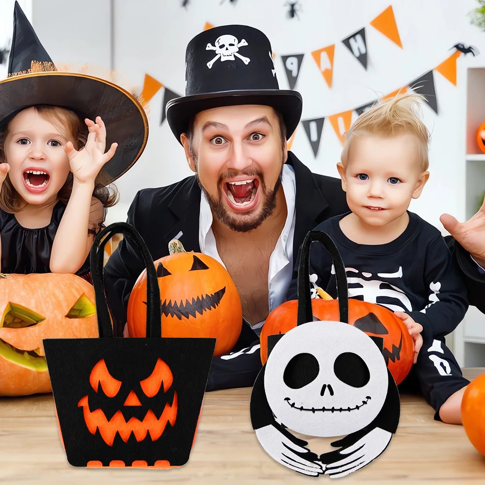 

Halloween Scary Pumpkin Trick or Treat Candy Bag for Halloween Party Handheld Felt Candy Storage Bag Gift Bags for Children