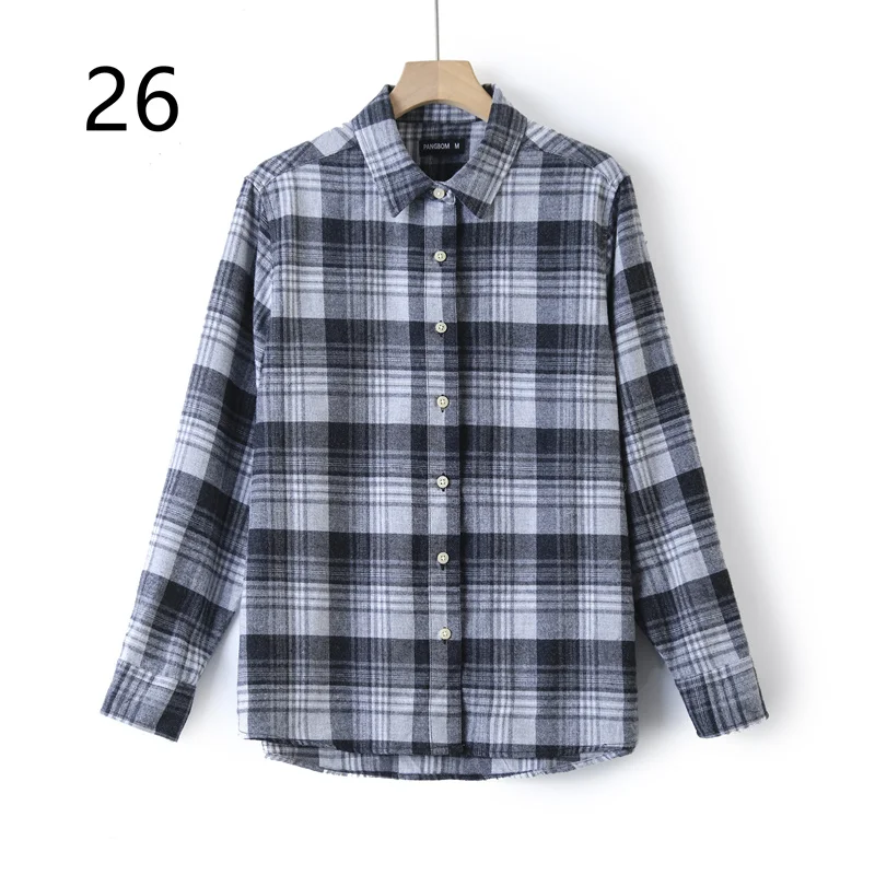 

2021 Spring Autumn Tops Women Plaid Shirts Regular Fit Blouses Casual Flannel Female Top Long Sleeve Men Shirts Blusas Candy