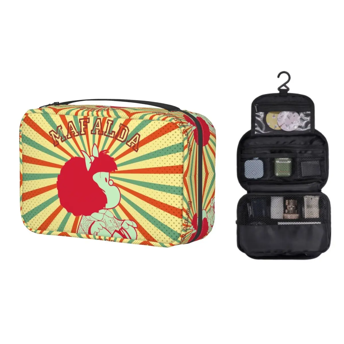 

Подвесная дорожная сумка для туалетных принадлежностей Happy Mafalda Strip, складной органайзер для косметики для женщин, косметический набор для х...