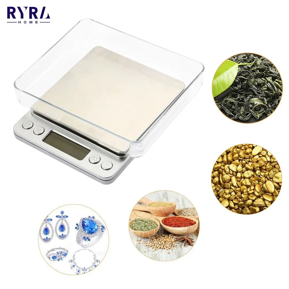 

Kitchen Jewelry Weight Balance Scale 500/0.01g 3000g/0.1g LCD Portable Mini Electronic Digital Scales Pocket Case Postal Scale