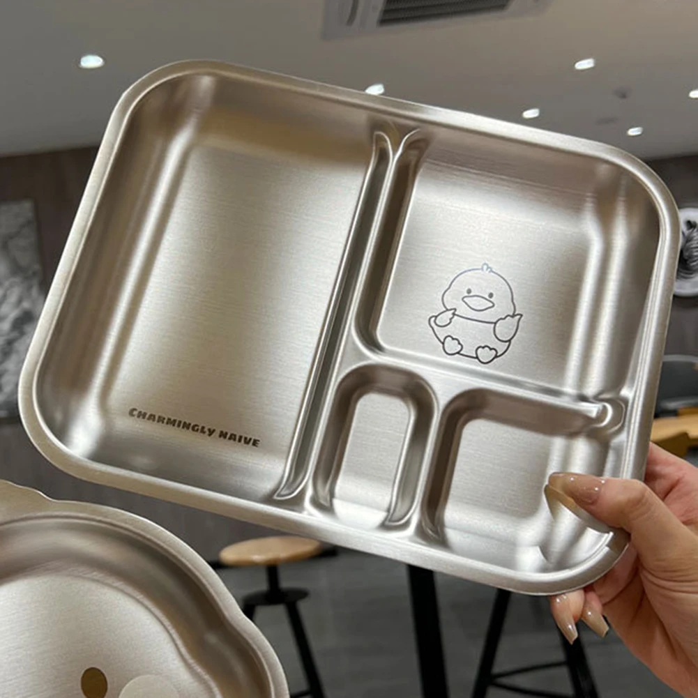 Тарелка для еды тарелки разделенный стальной поднос нержавеющая еда обеденные