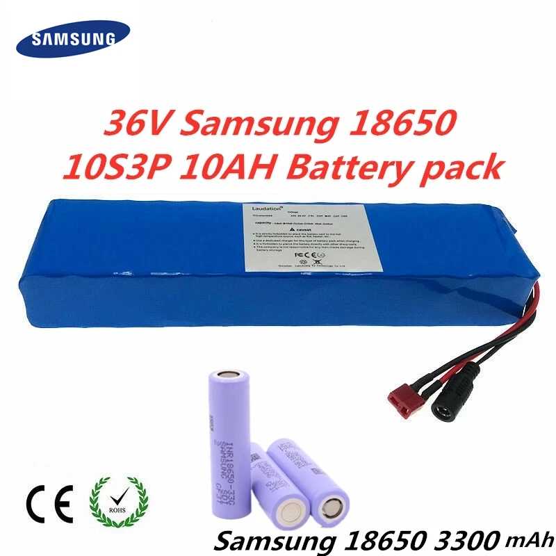36V 10S3P 10Ah For Samsung 33G 18650 3350mAh With 15A 10S BMS 42V lithium Battery Pack ebike Electric car bicycle Motor Scooter
