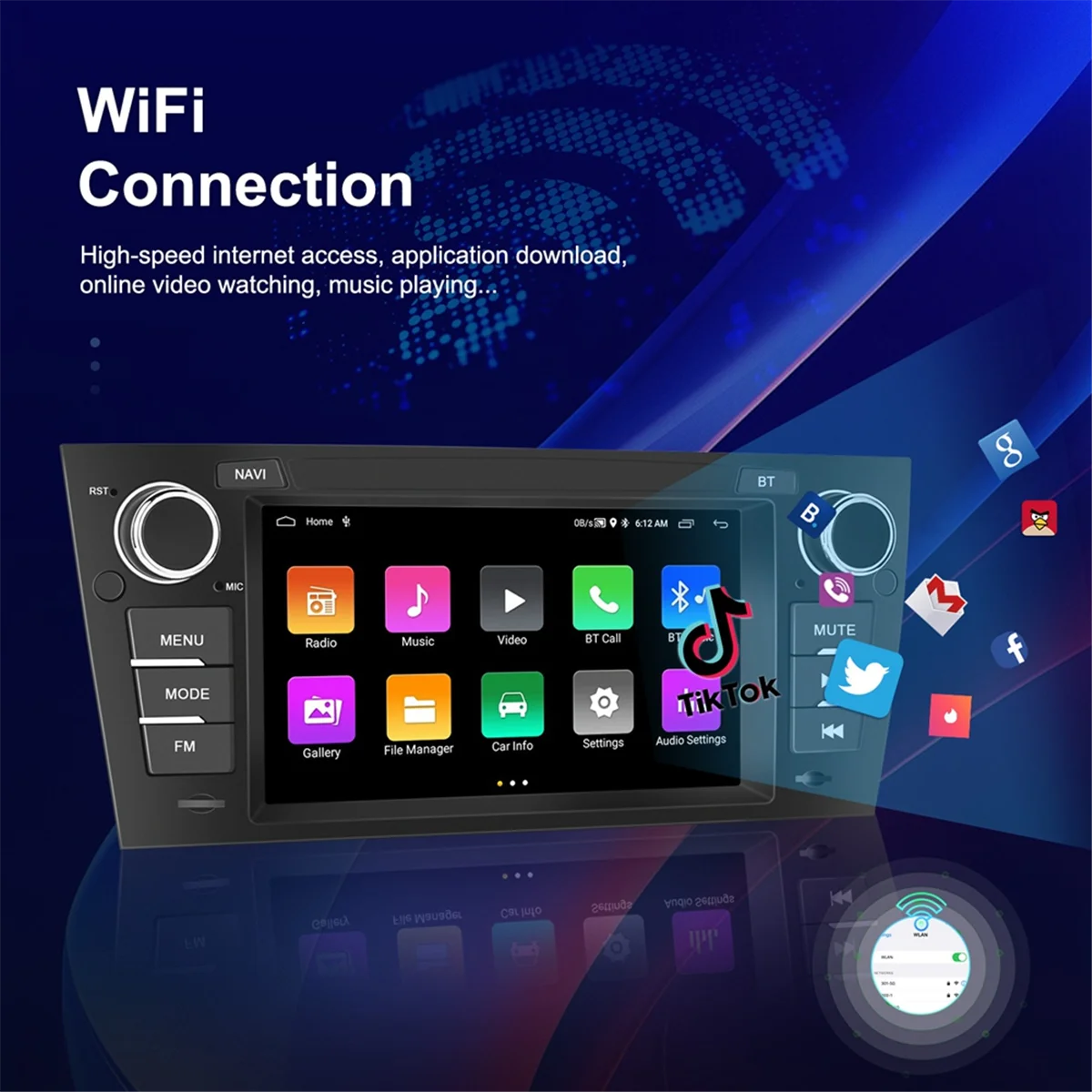 Автомобильный радиоприемник для 3 серии E90 2 Din 7 дюймов Android 13 2G и 64G Carplay Auto Bluetooth GPS FM