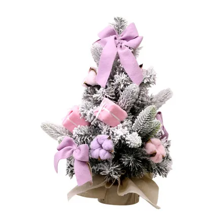 

2021Christmas simulation cedar flocking tree desktop mini pink Christmas tree decorations shot set ornaments