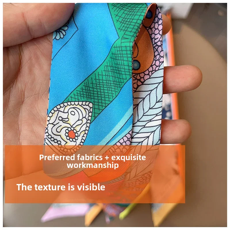 H домашний маленький шелковый шарф из саржи тонкий длинный завязанный ручкой