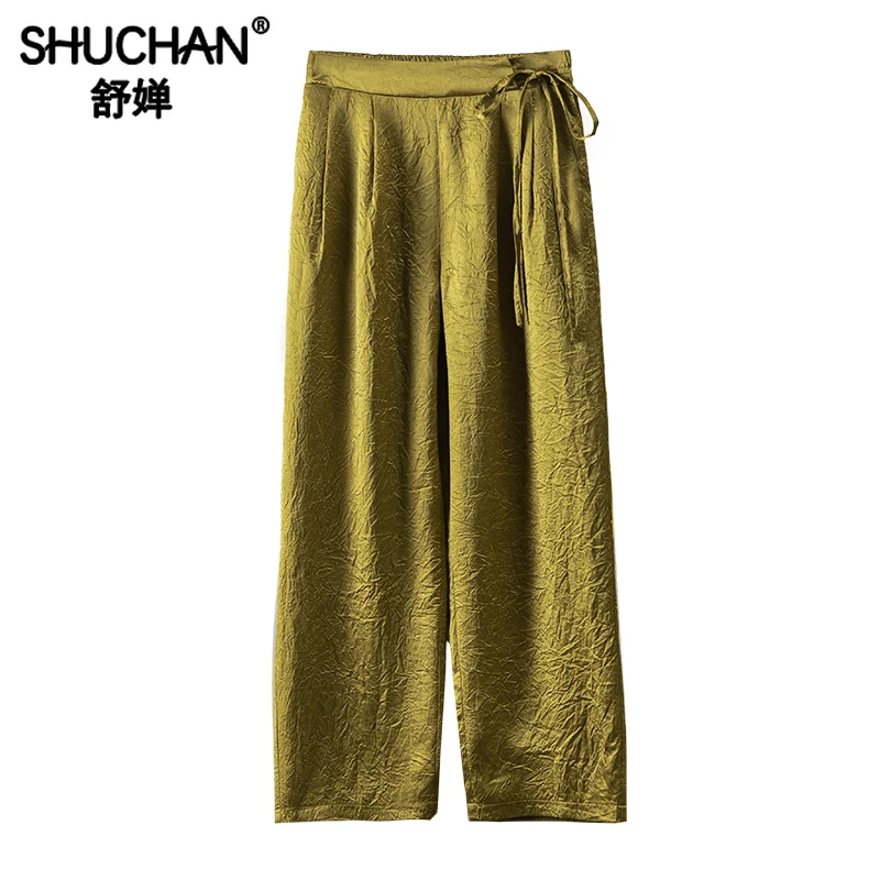 

Pantalons Fashion Design 2023 New Autumn Acetate Full Length High Street SATIN STRAIGHT Pantalones Mujer