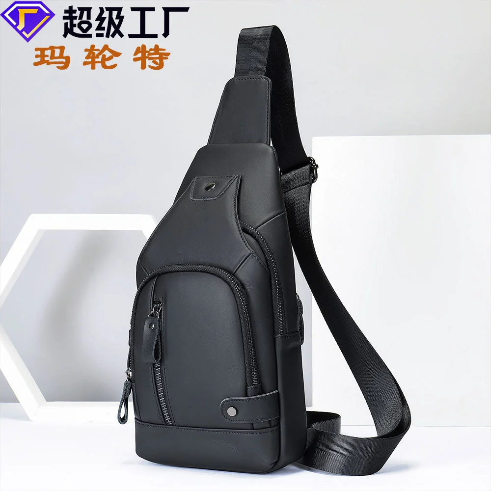 

Malonite leather chest bag Men's fashion brand Cross body ins Motorcycle Sport shoulder Chest