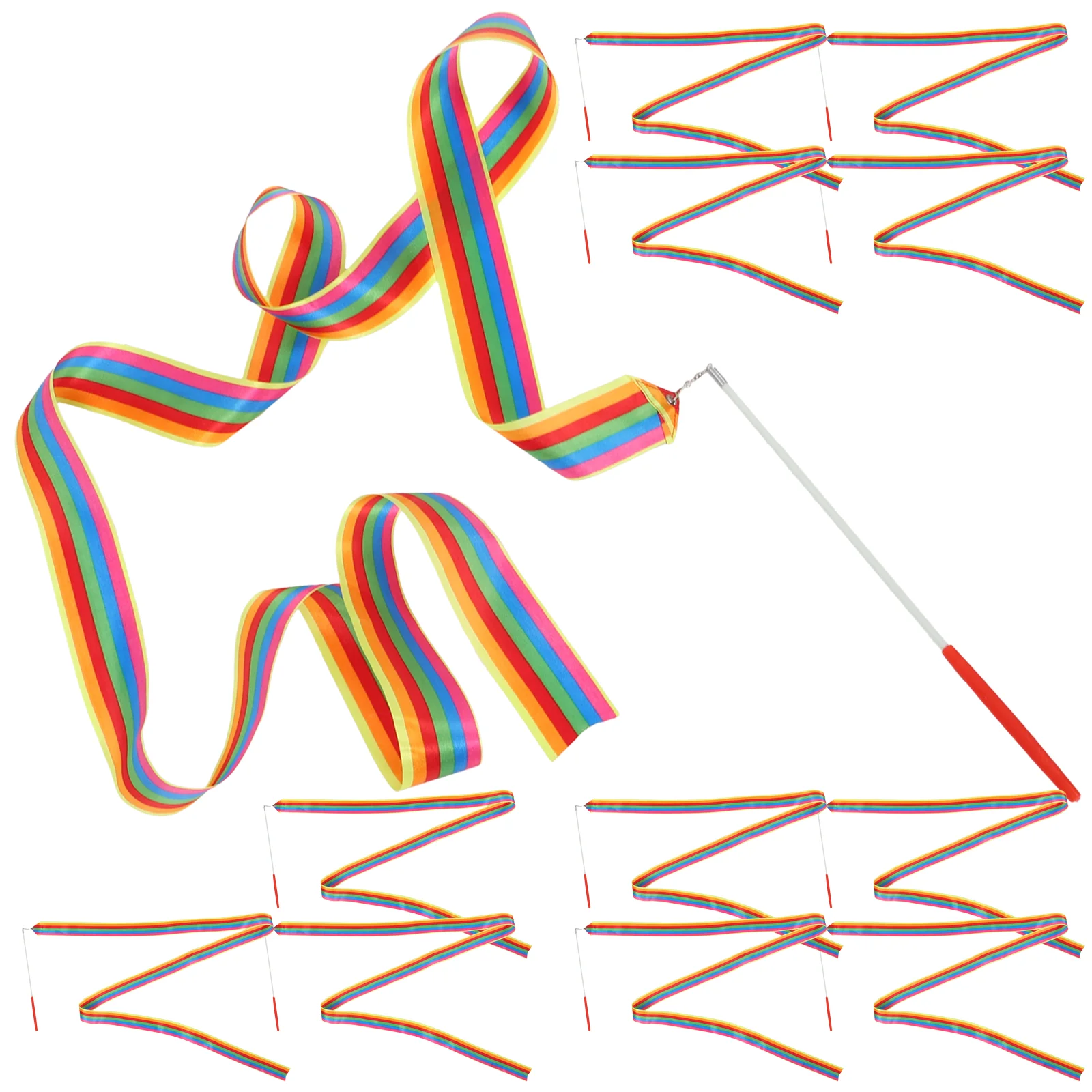 

12 Pcs Colorful Ribbons Dancer Supplies Gymnastics Wand Dancing Cloth Kids Sticks Twirling