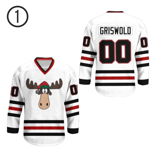 

Clark Griswold jersey #00 X-MAS Christmas Vacation movie hockey jersey sewing Embroidery Stitched Customize any number and name