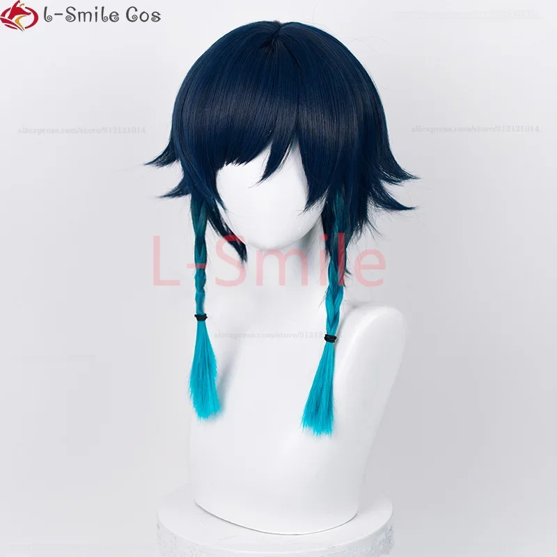 2022 Новый парик для косплея Venti Genshin Impact Barbatos 42 см короткие градиентные