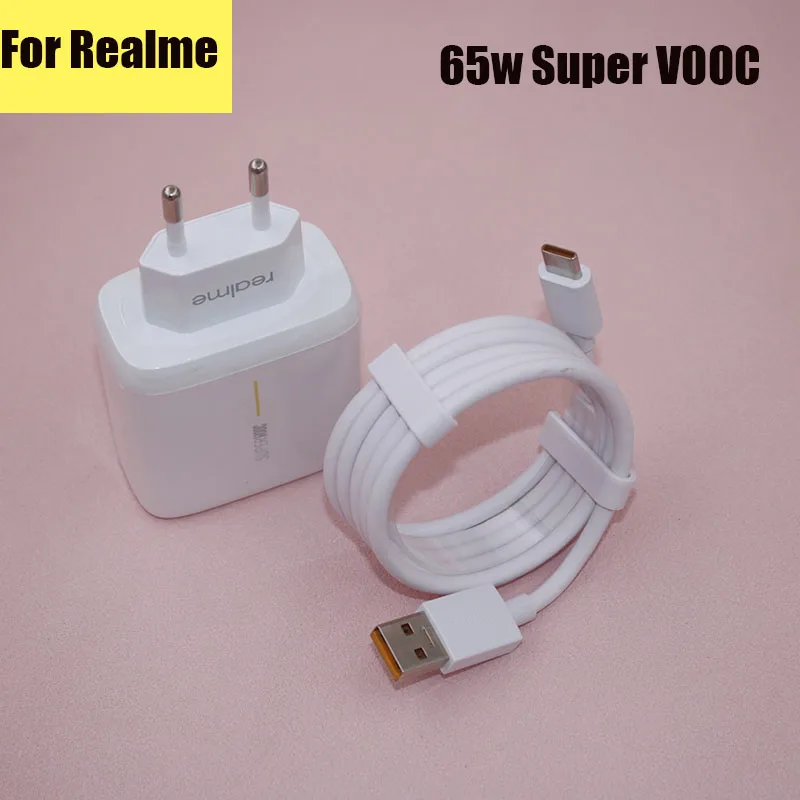 

Realme GT NEO 2 2T 3 65W Supervooc2.0 Fast Charger For Q5 X50 X7 Pro X50m C3 OPPO Find X2 X5 Pro Reno5 7 8 Ace2 Superdart Charge