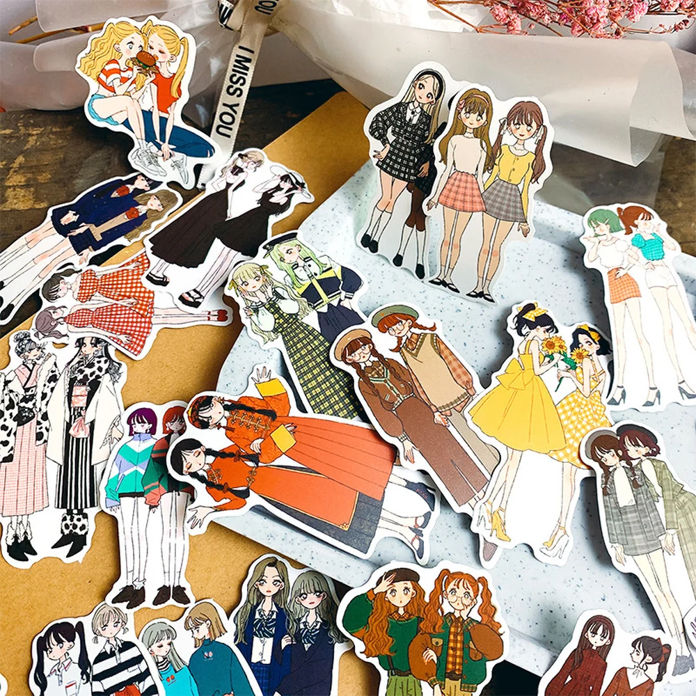 

10/50Pcs Fashion Hand-painted Girl Sticker DIY Scrapbooking Journal Collage Diary Album Characters Clothing Decoration Stickers