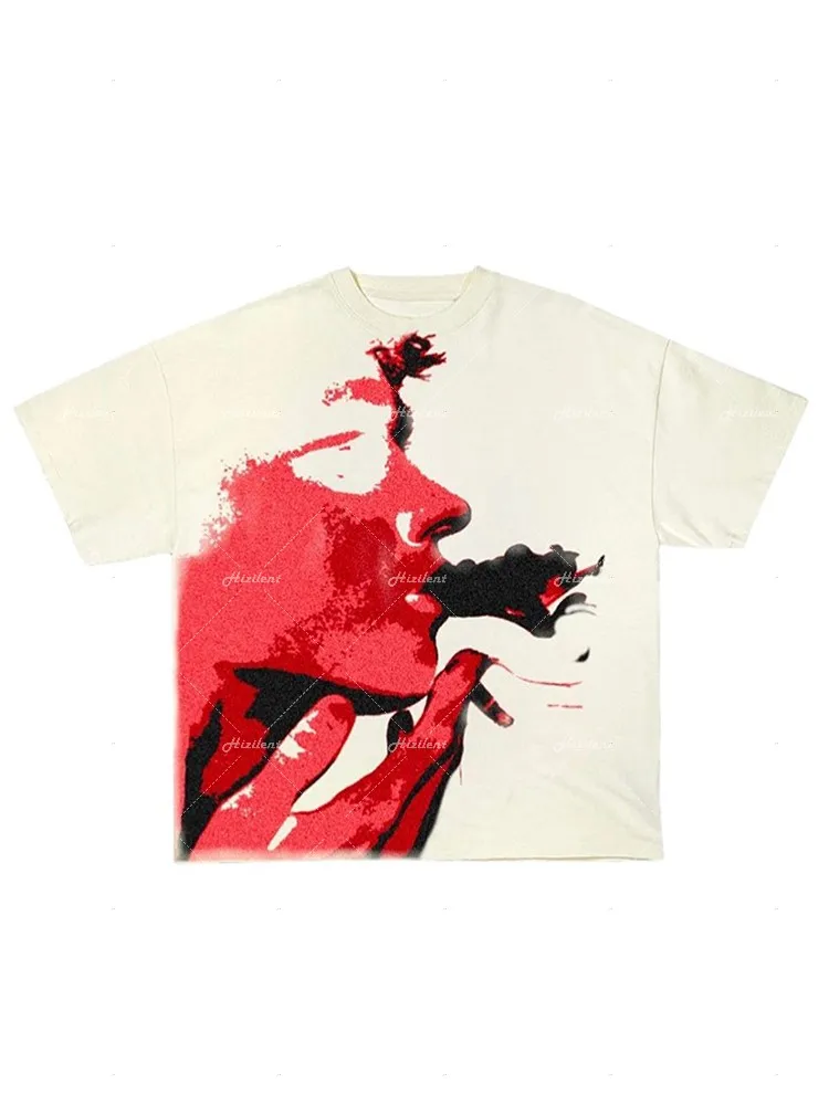 Футболка в стиле хип-хоп для мужчин и женщин оверсайз топы с графическим принтом