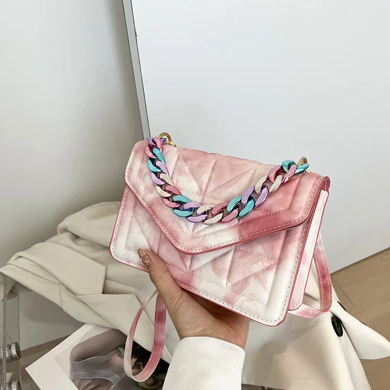 

Новинка 2022, Корейская версия, небольшая квадратная сумка с ромбовидным узором Halo, подходящая ко всему цветная сумка-мессенджер через плечо ...