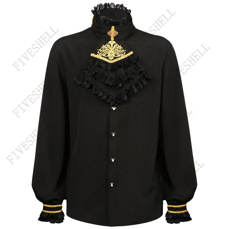 

Medieval Shirts Men Tunic Viking Pirate Costume Gothic Grooms Vintage Top Ruffle Sleeve Neckline Drawstring Knight Cosplay S-XXL