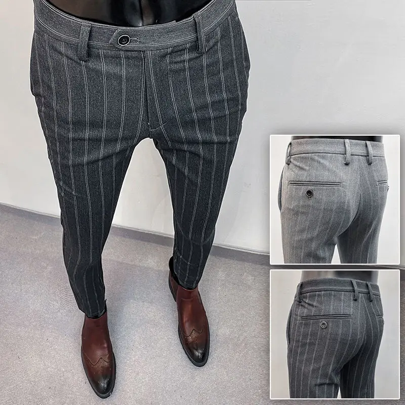 

Men's Striped Suit Trousers 2022 Autumn and Spring New Slim Foot Pants Business Formal Pants Fashion Casual Trousers D106