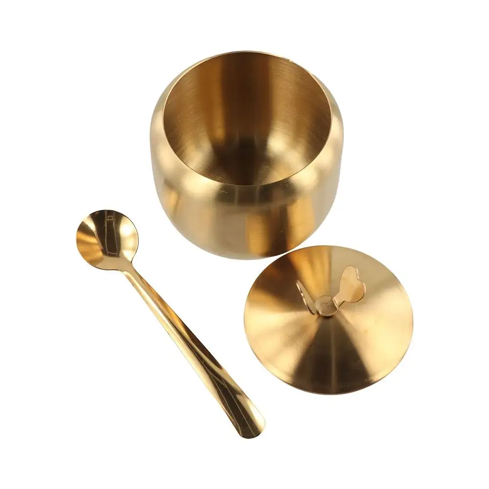 Полезная сахарница из нержавеющей стали золото серебро с крышкой-ложкой банка