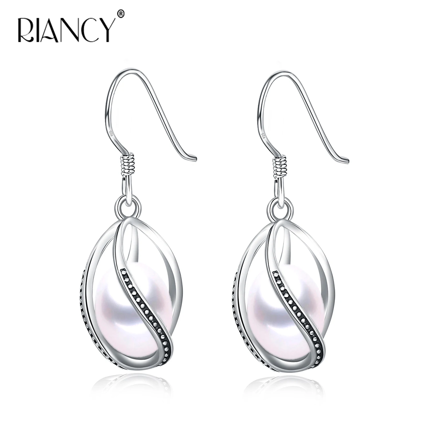 Женские серьги-подвески из серебра 925 пробы с пресноводным жемчугом