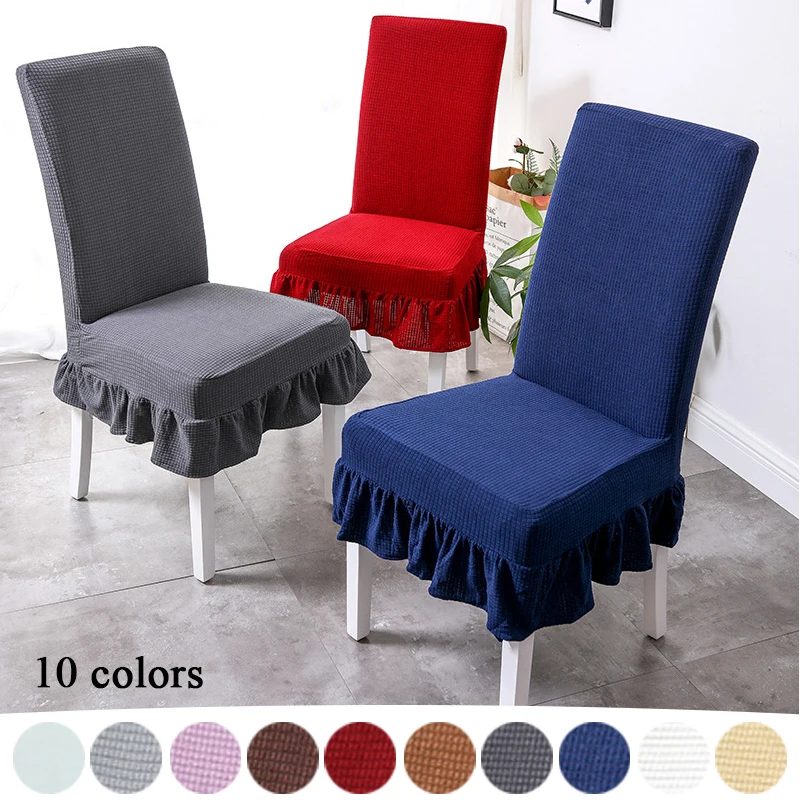 

Chair Cover with Skirt Slipcover Elastic Spandex Seat Cover for Office Wedding Banquet Hotel Home Chaise Chair Covers