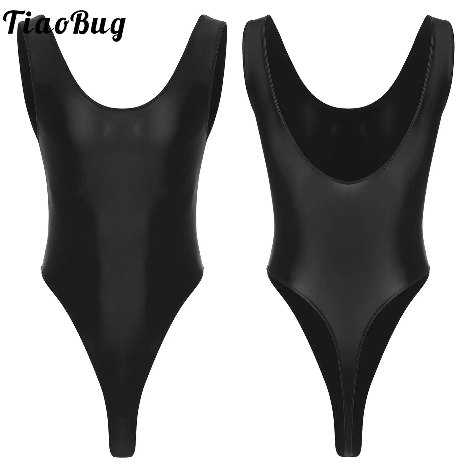 

Мужское блестящее трико без рукавов с высоким вырезом на спине, цельный спортивный купальник для йоги, фитнеса, плавания, сексуальный купал...