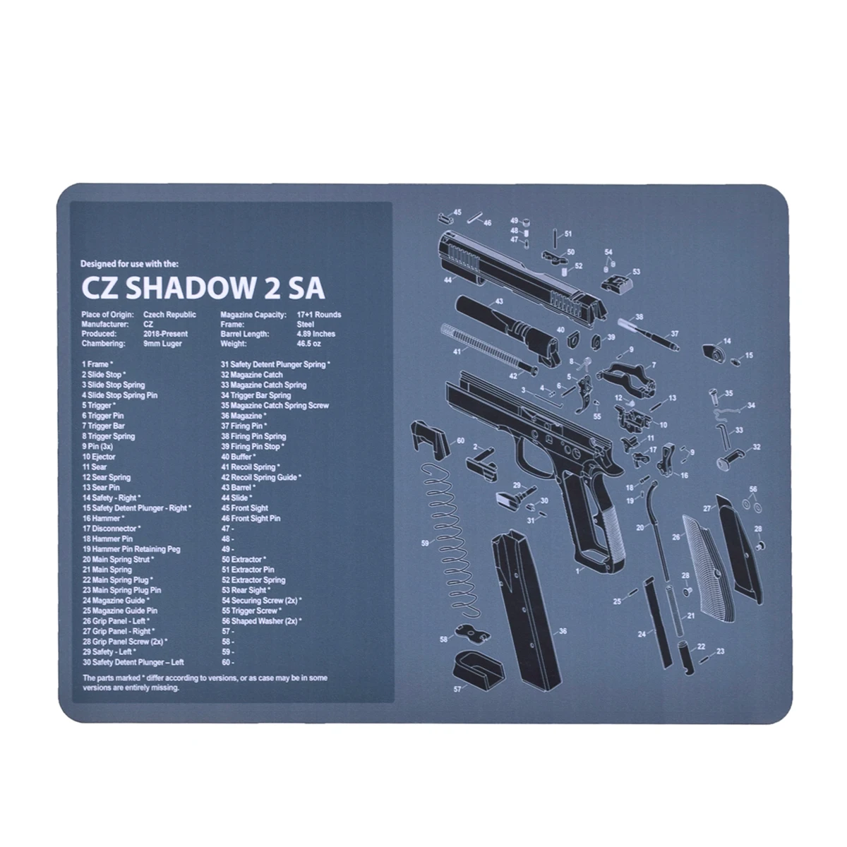 Резиновый коврик для чистки пистолета Gun Cleaning Rubber Mat Tactical Accessory Punisher Grim Reaper Sig Sauer P250 CZ Shadow 2 SA Mouse Pad для просмотра разобранного Glock.