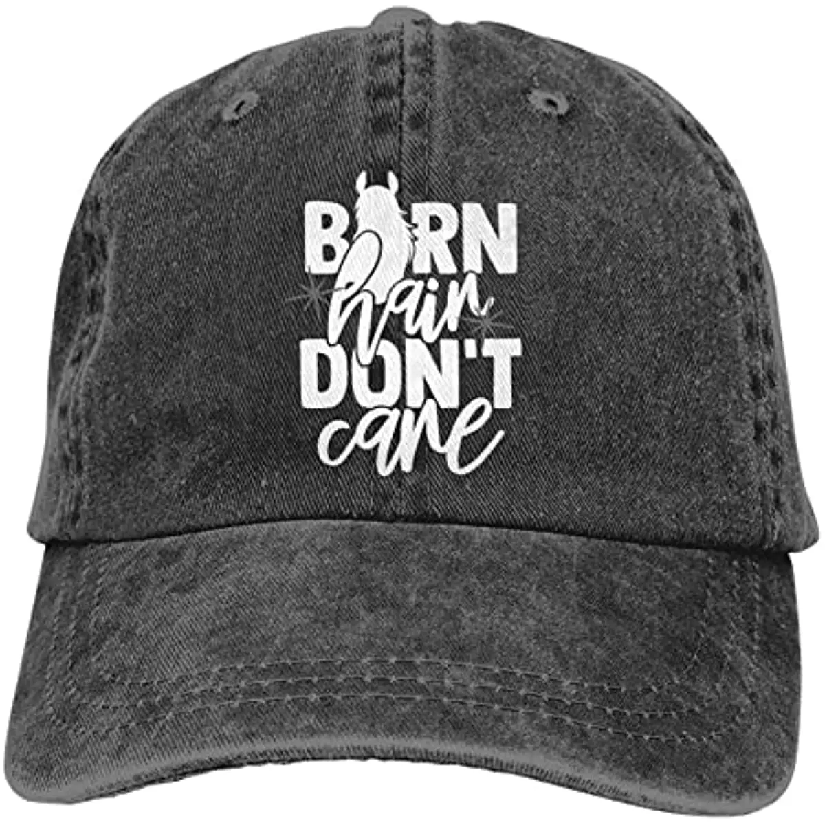 

Born Hair Don't Care Baseball Cap Adjustable Vintage Low Profile Denim Dad Hat for Women Men Polyester Cotton Four Seasons