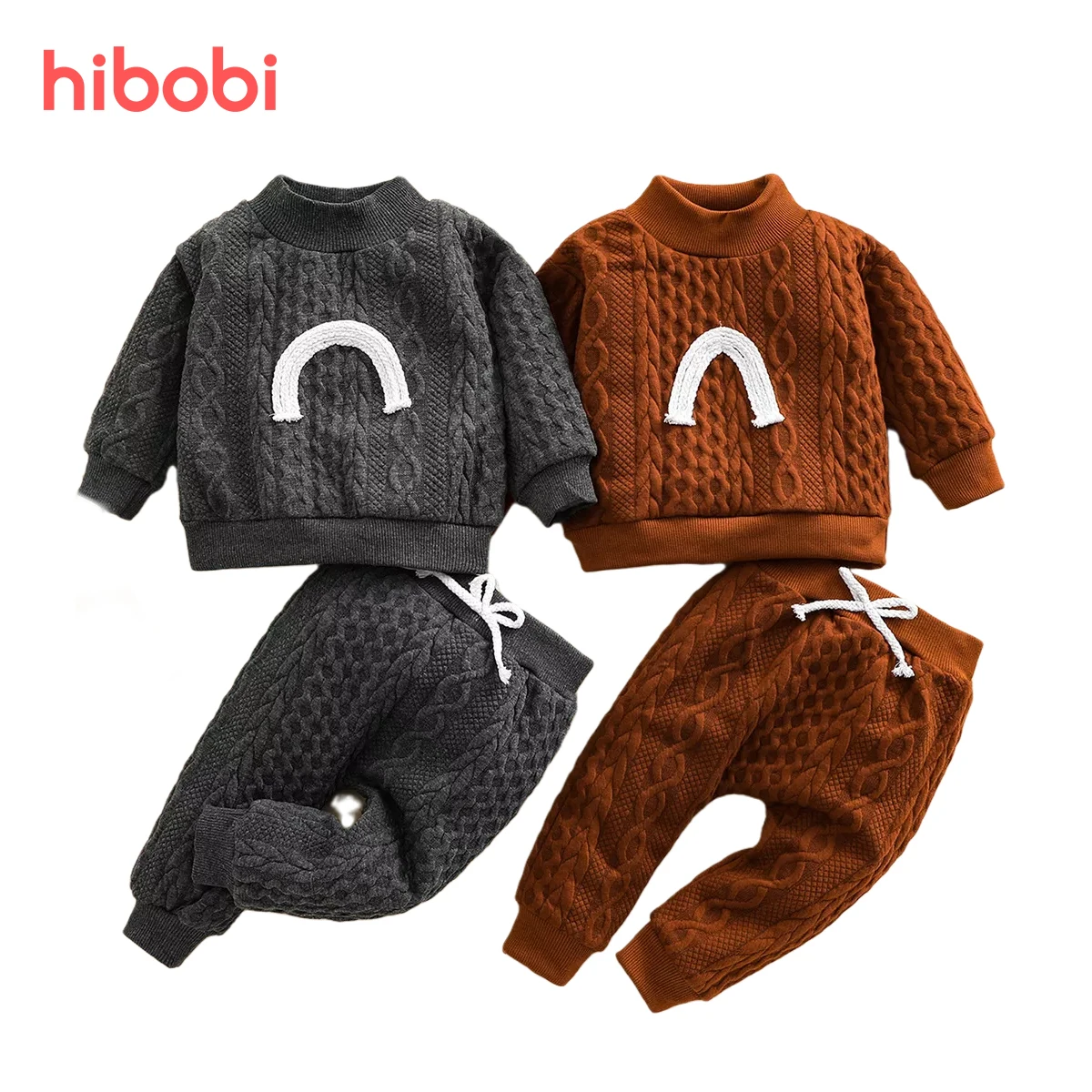 

hibobi Newborn Baby Clothes Solid Long-sleeve Top&Pants Sweater Outfit Set Infant Baby Clothing Spring Autumn Casual Sets
