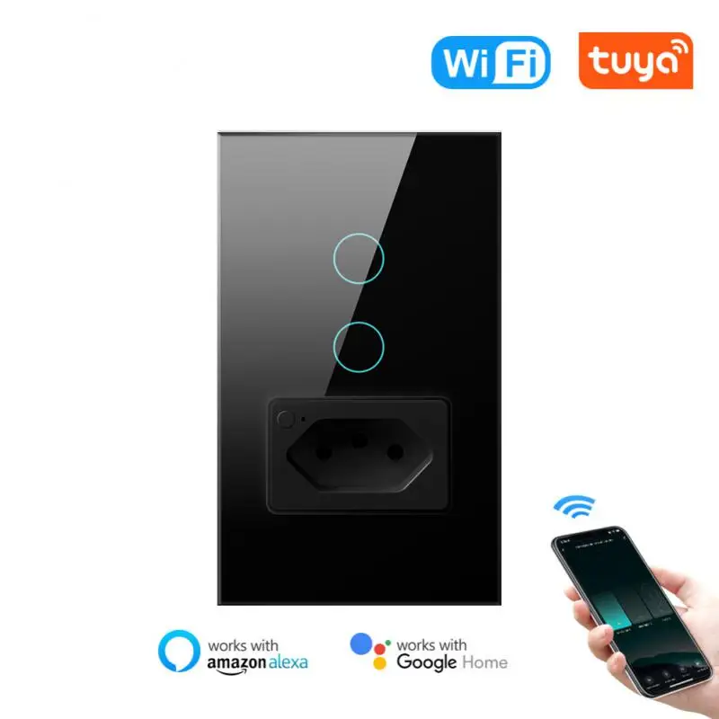 

Brazil Tuya WiFi Smart Switch Wall Timing Touch 20A Light Switch Socket Phone APP Voice Control Smart Home
